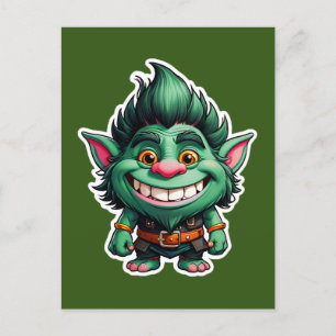 Happy Little Troll Chibi Illustration Postkarte