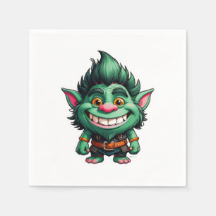 Happy Little Troll Chibi Illustration Serviette