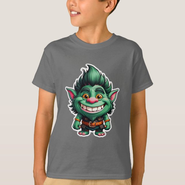 Happy Little Troll Chibi Illustration T-Shirt (Vorderseite)