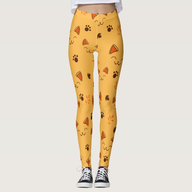 Happy Little Vampire Kitty Pattern Leggings (Vorderseite)