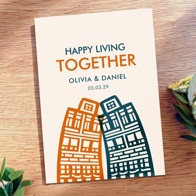 Happy living Together new address card with city Einladung (Von Creator hochgeladen)