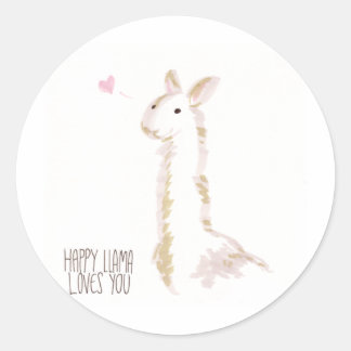Happy Llama Lieben You Runder Aufkleber