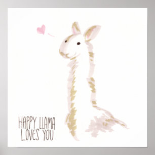 Happy Llama Loves You Poster