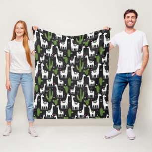 Happy Llama Pattern Fleecedecke