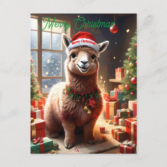 Happy Llama Weihnachten, Weihnachten Postkarte (Vorderseite)