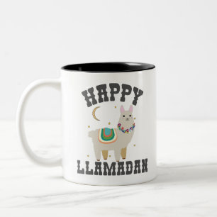 Happy Llamadan Funny Ramadan Niedlich Alpaca Gesch Zweifarbige Tasse