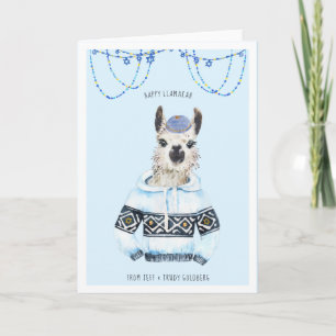 Happy Llamakah   Funny Llama Hanukkah Card Feiertagskarte