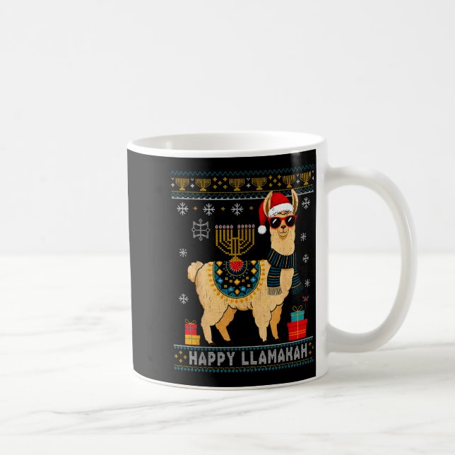 Happy Llamakah Funny Ugly Hanukkah Sweater Llama P Kaffeetasse (Rechts)