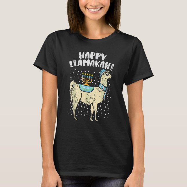 Happy Llamakah Llama Menorah Hanukka Chanukah Jude T-Shirt (Vorderseite)