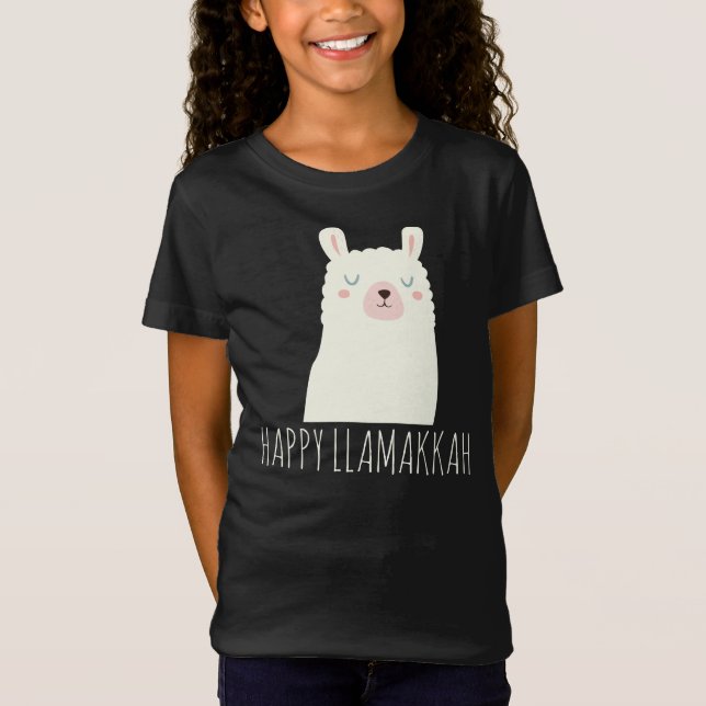 Happy Llamakkah Blue Hanukkah Llama Niedlich T-Shirt (Vorderseite)