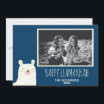 Happy Llamakkah Blue Hanukkah Llama Niedliches Fot Feiertagskarte<br><div class="desc">Happy Llamakkah!</div>