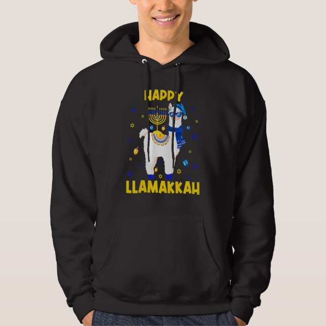 Happy Llamakkah Hanukkah Chanukah Llama Alpaca Sun Hoodie (Vorderseite)
