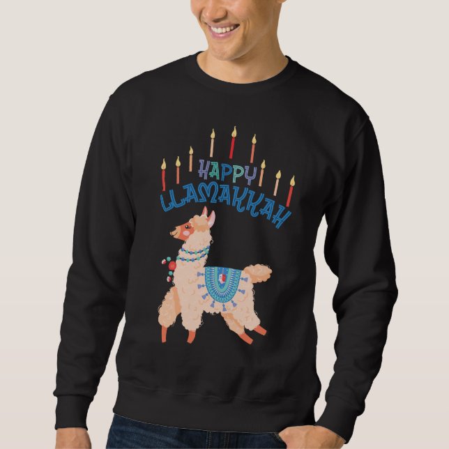 Happy Llamakkah Hanukkah Menorah Sweatshirt (Vorderseite)