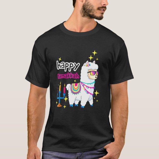 Happy Llamakkah Llama Candles Alpaca Menorah Jewis T-Shirt (Vorderseite)