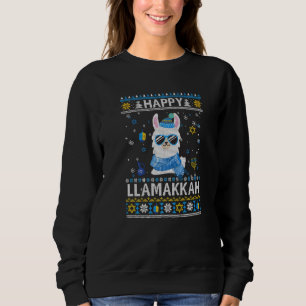 Happy Llamakkah Llama Ugly Hanukkah Ugly Weihnacht Sweatshirt