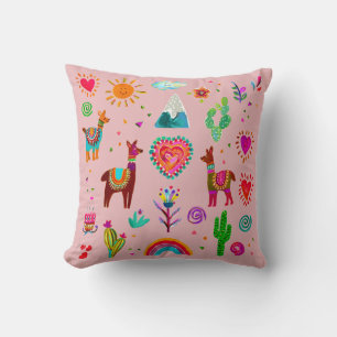 Happy Llamas & Hearts individuell anpassbare Throw Kissen