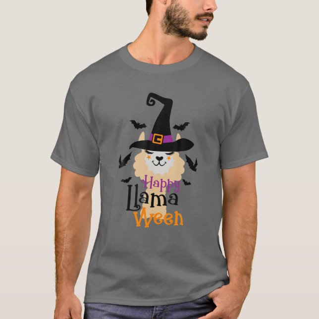 Happy Llamaween Funny Llama Halloween Vibes T-Shirt (Vorderseite)