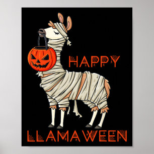 Happy Llamaween Halloween Llama Girls Boys Kid Poster