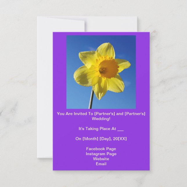 Happy Looking Yellow Daffodil Wedding Einladung (Vorderseite)