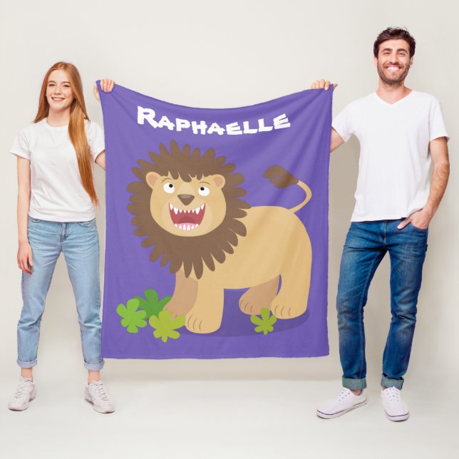 Happy Löwe brüllend Cartoon Illustration Fleecedecke (Beispiel)