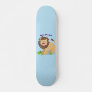 Happy Löwe brüllend Cartoon Illustration Skateboard