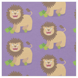 Happy Löwe brüllend Cartoon Illustration Stoff