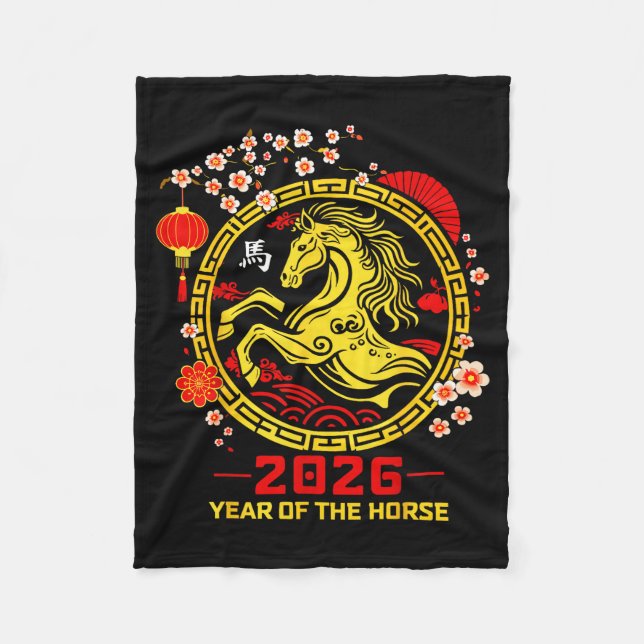 Happy Lunar Chinese New Year Of The Horse 2026 Zod Fleecedecke (Vorderseite)