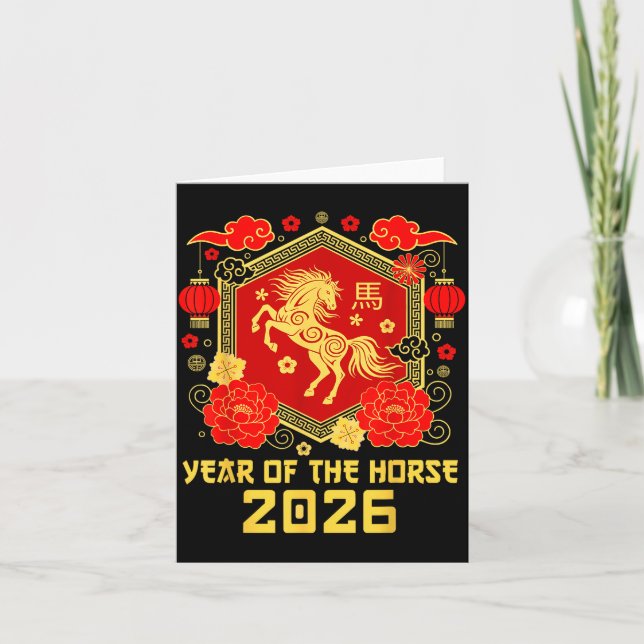 Happy Lunar Chinese New Year Of The Horse 2026 Zod Karte (Vorderseite)