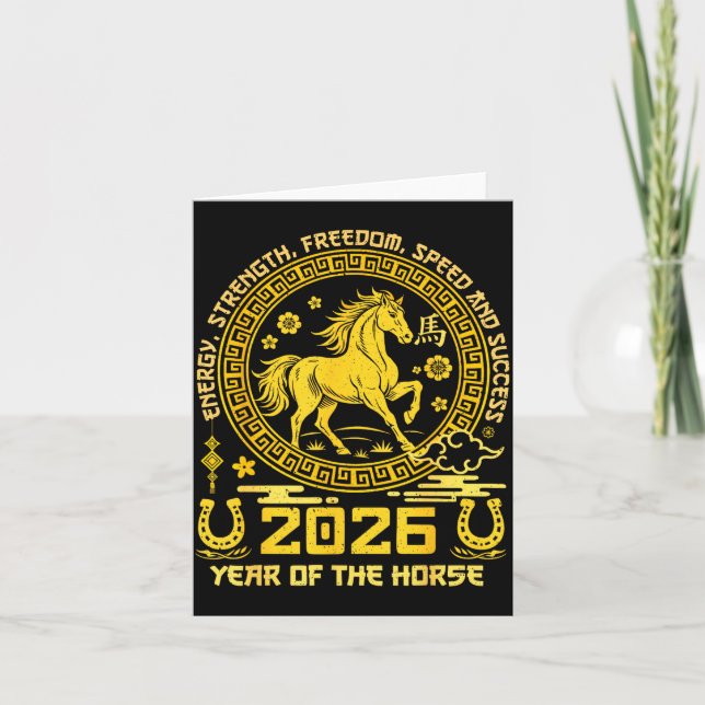 Happy Lunar Chinese New Year Of The Horse 2026 Zod Karte (Vorderseite)