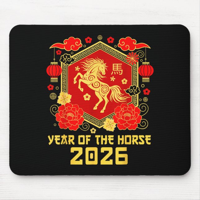 Happy Lunar Chinese New Year Of The Horse 2026 Zod Mousepad (Vorne)