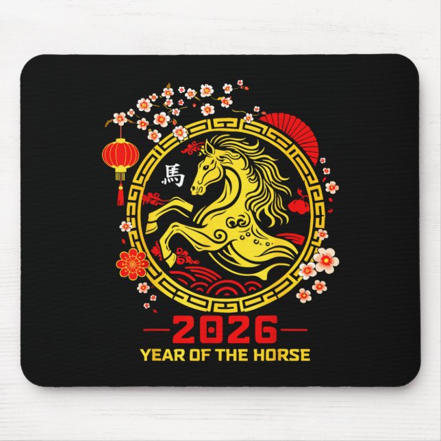 Happy Lunar Chinese New Year Of The Horse 2026 Zod Mousepad (Vorne)