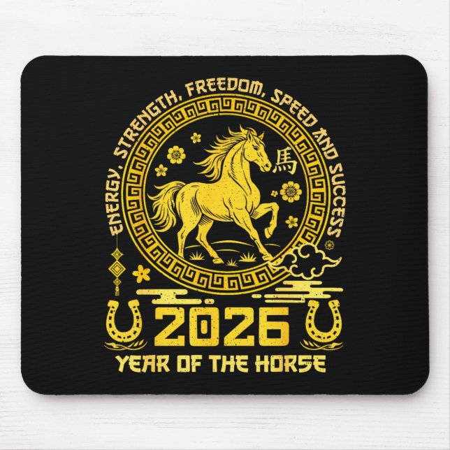 Happy Lunar Chinese New Year Of The Horse 2026 Zod Mousepad (Vorne)