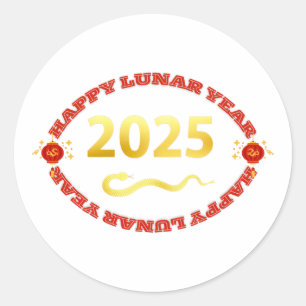 Happy Lunar - Neues Jahr 2025 Runder Aufkleber
