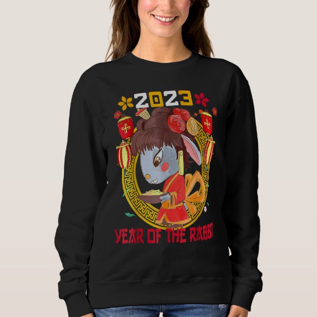 Happy Lunar New Year 2023 Cute Chinese Rabbit Deco Sweatshirt (Vorderseite)