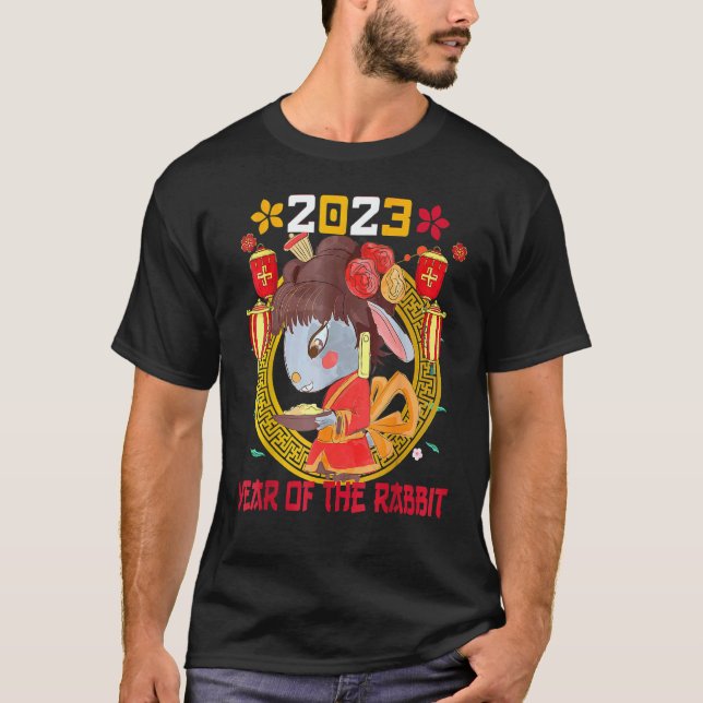 Happy Lunar New Year 2023 Cute Chinese Rabbit Deco T-Shirt (Vorderseite)