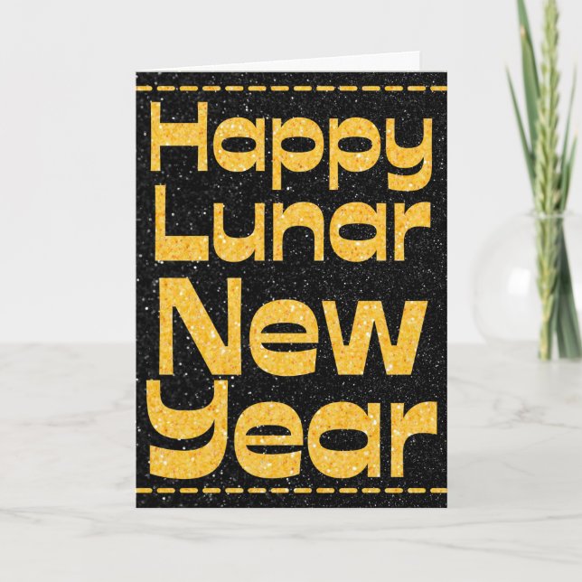 Happy Lunar New Year Glitzer Card Karte (Vorderseite)
