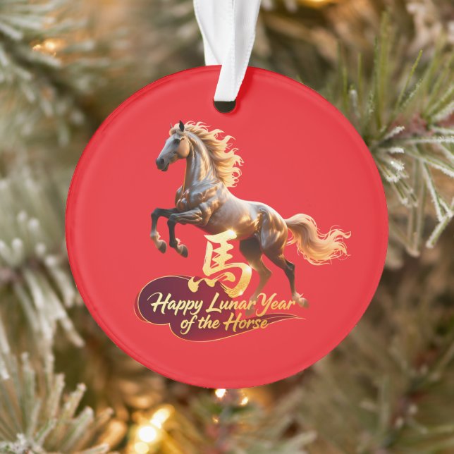 Happy Lunar New Year Majestic Golden Horse  Ornament (Baum)