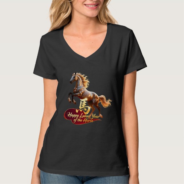 Happy Lunar New Year Majestic Golden Horse  T-Shirt (Vorderseite)