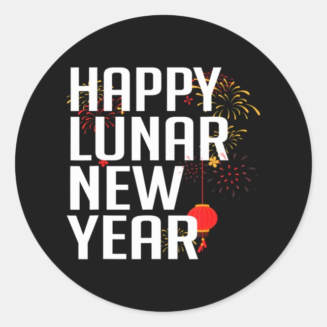 Happy Lunar New Year Runder Aufkleber (Vorderseite)