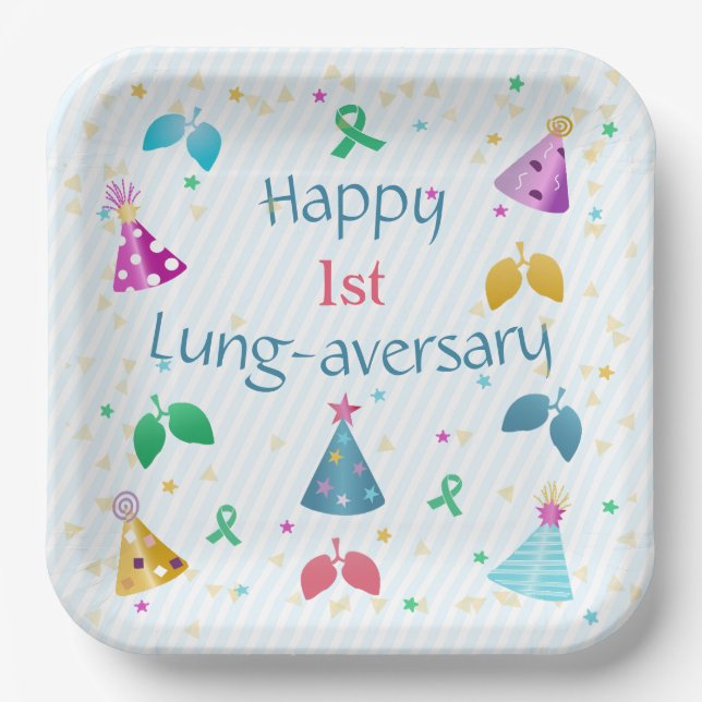 Happy Lung-Aversary-Party Pappteller (Vorderseite)