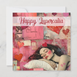 Happy Lupercalia Vintage Heart Collage Valentine Feiertagskarte
