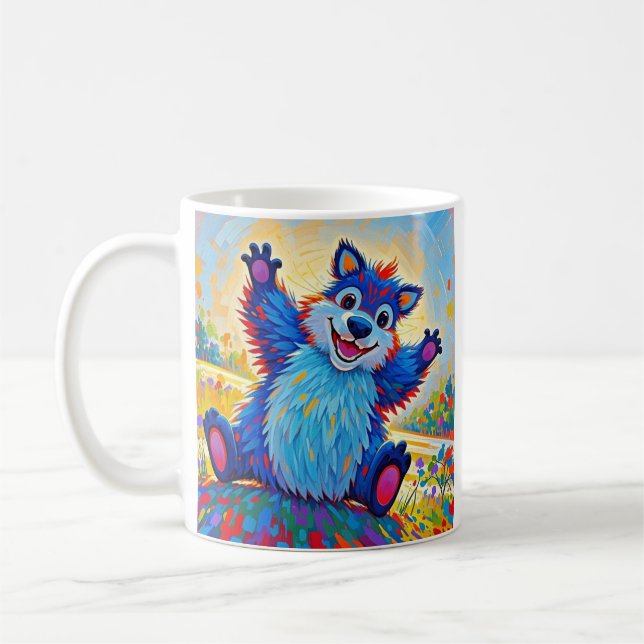 Happy lustige Bär Abstrakte süße Tier Kunst Kaffeetasse (Links)