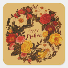 Happy Mabon Herbst Equinox Gezeter gegen Fall Gold Quadratischer Aufkleber