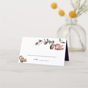 Happy Macaron   Elegante Violet Floral Moderne Platzkarte
