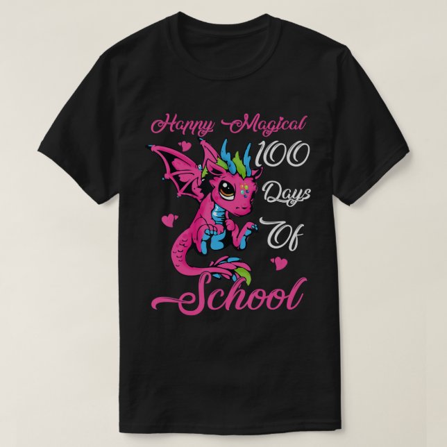 Happy Magical 100 Days of School Funny Dragon Lieb T-Shirt (Design vorne)