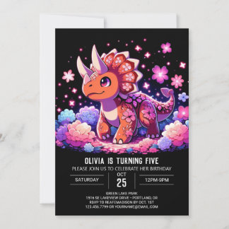 Happy Magical Dinosaur Digital Geburtstag Einladung