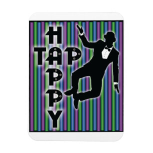 Happy Magnet mit Streifen gestochen