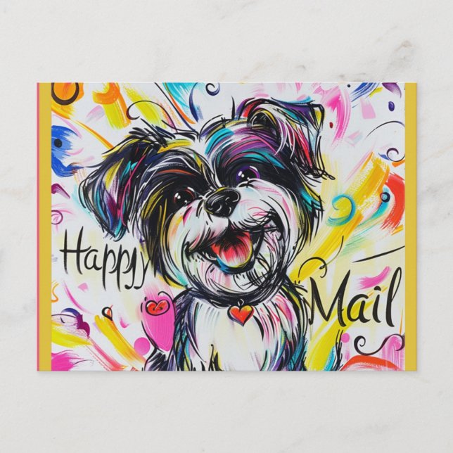 Happy Mail Dog Postkarte (Vorderseite)