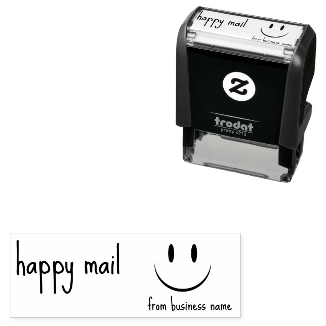 Happy Mail from Business Name Face Smile Permastempel (Beispiel)