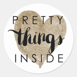 Happy Mail Gold Herz Hübsch Dinge Runder Aufkleber